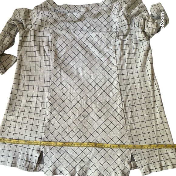 J. Jill White/Black Ponte Windowpane Boat Neckline 3/4 Sleeves Tunic Top size L - Picture 12 of 13